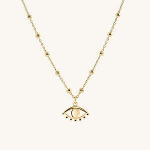 Mejuri Evil Eye Beaded Pendant Necklace, Gold Vermeil